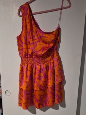 Sugarlips One-Shoulder Sweet Chili Satin Show Off Shoulder Dress